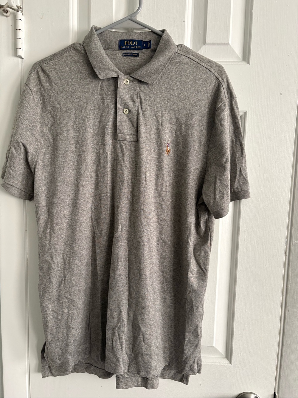 Ralph Lauren Gray Men's Pima Polo with Embroidered Pony